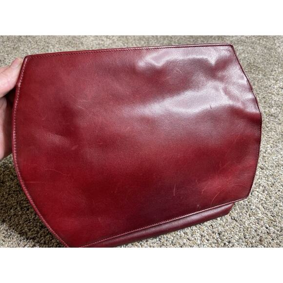 Vintage NORDSTROM Red Leather Clutch Purse Bag Made In Italy Swirl Leather - Picture 2 of 6